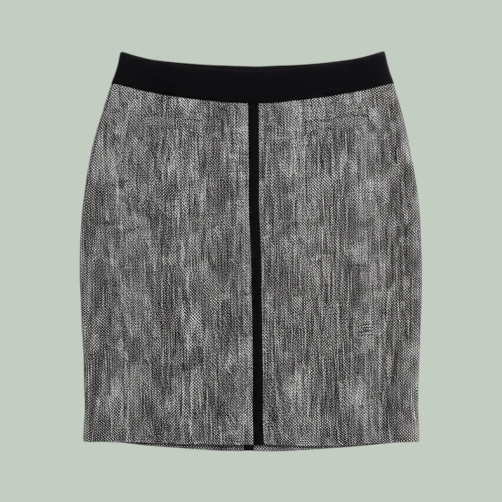 Talbots Pencil Skirt Size 8 Black White Cotton Blend Textured Tweed Workwear